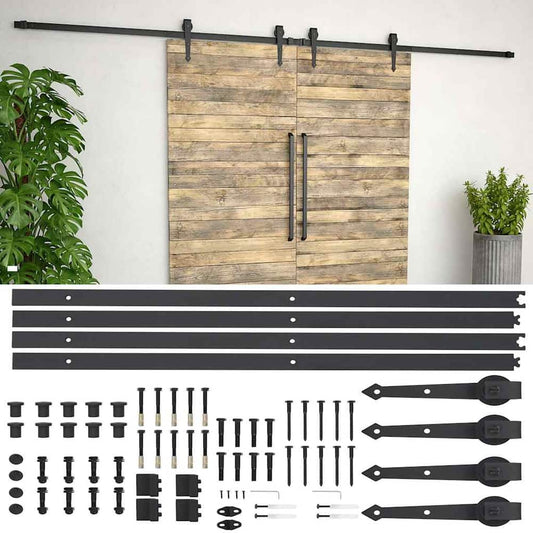 Sliding Door Hardware Kit Steel Black 183 cm 2