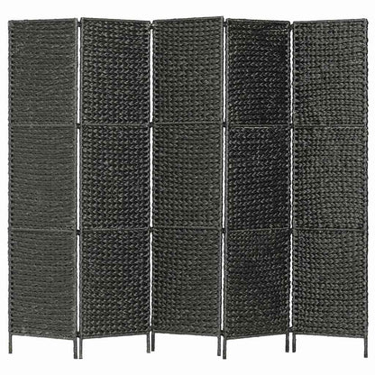 vidaXL 5-Panel Room Divider Black 193x160 cm Water Hyacinth 1