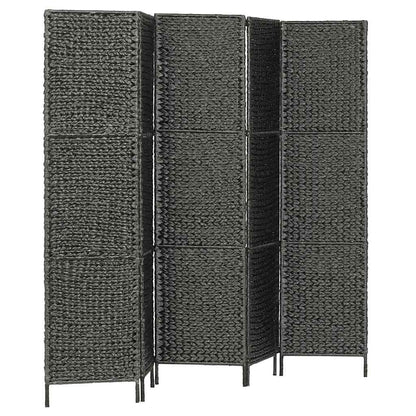 vidaXL 5-Panel Room Divider Black 193x160 cm Water Hyacinth 2