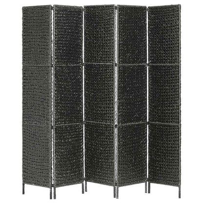 vidaXL 5-Panel Room Divider Black 193x160 cm Water Hyacinth 3
