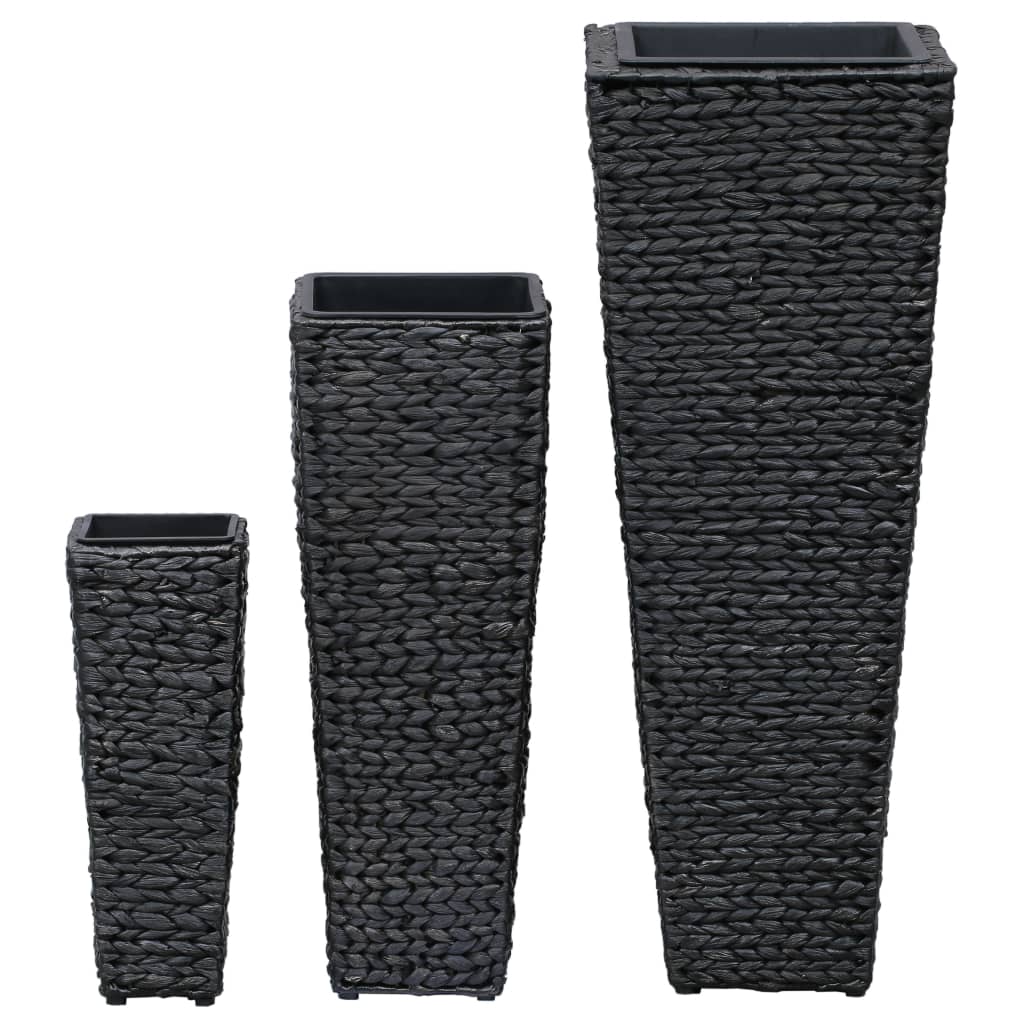 vidaXL Raised Beds 3 pcs Water Hyacinth Black 3