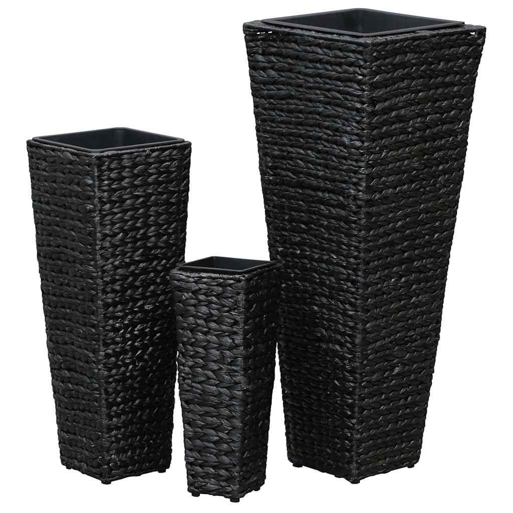 vidaXL Raised Beds 3 pcs Water Hyacinth Black 4
