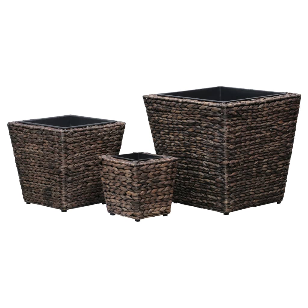 vidaXL Raised Bed | Set of 3 | Brown | Water hyacinth, Steel 1