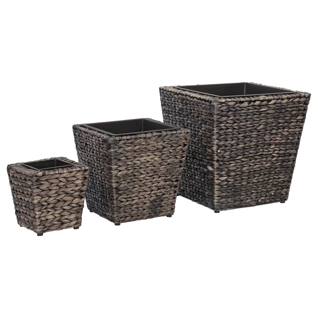vidaXL Raised Bed | Set of 3 | Brown | Water hyacinth, Steel 2
