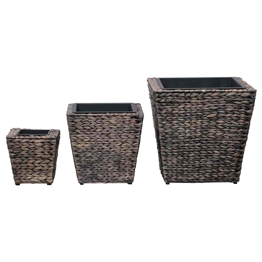vidaXL Raised Bed | Set of 3 | Brown | Water hyacinth, Steel 3