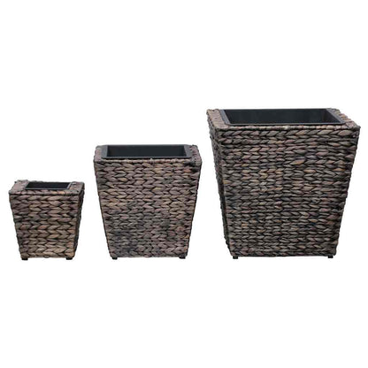 vidaXL Raised Bed | Set of 3 | Brown | Water hyacinth, Steel 3