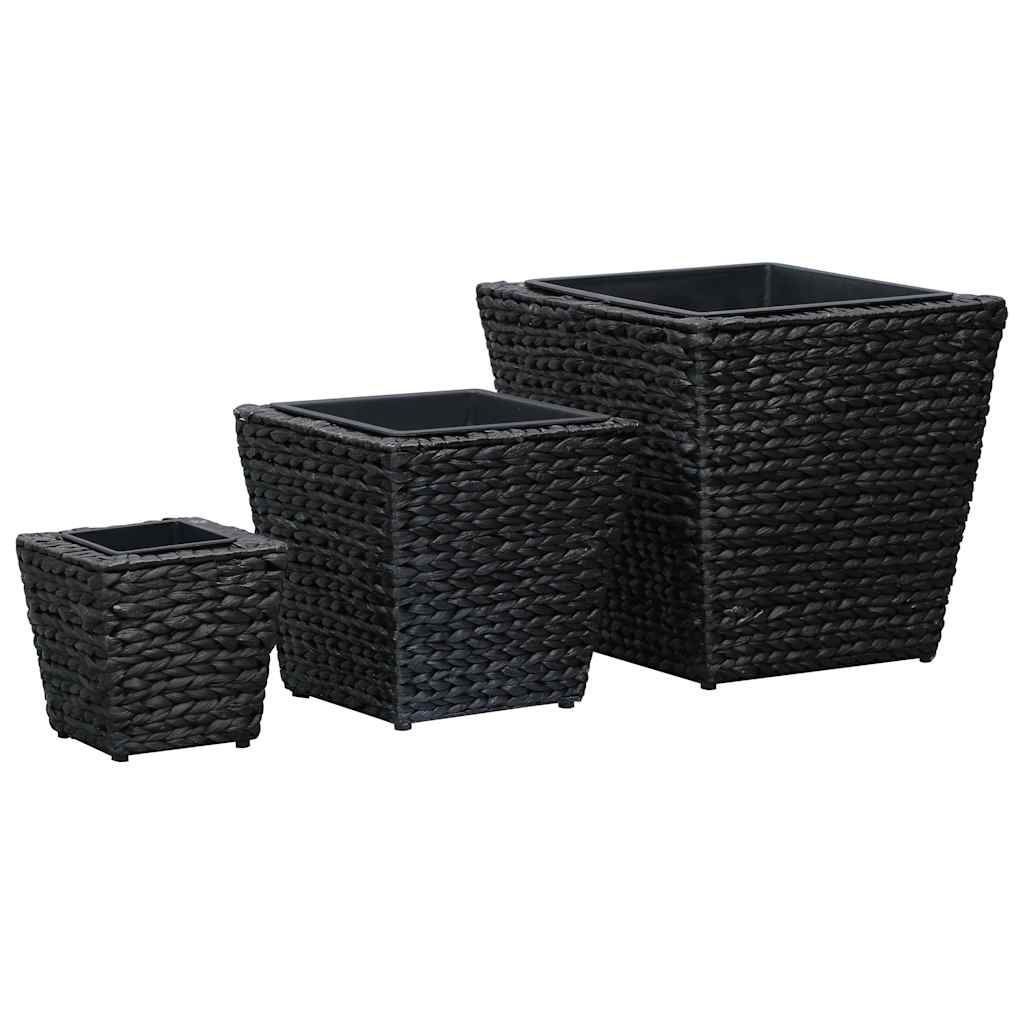 vidaXL Raised Bed | Set of 3 | Black | Water hyacinth, steel frame | Various 1