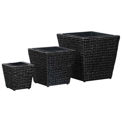 vidaXL Raised Bed | Set of 3 | Black | Water hyacinth, steel frame | Various 1