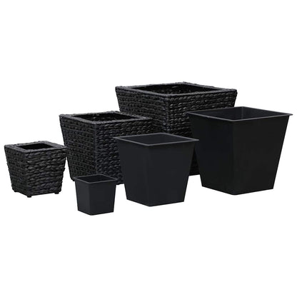 vidaXL Raised Bed | Set of 3 | Black | Water hyacinth, steel frame | Various 2