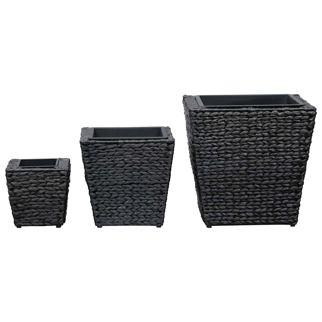 vidaXL Raised Bed | Set of 3 | Black | Water hyacinth, steel frame | Various 3