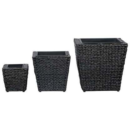 vidaXL Raised Bed | Set of 3 | Black | Water hyacinth, steel frame | Various 3