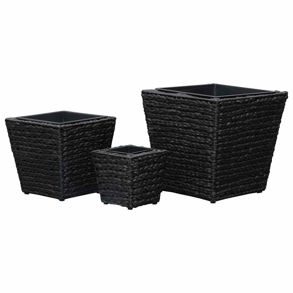 vidaXL Raised Bed | Set of 3 | Black | Water hyacinth, steel frame | Various 4