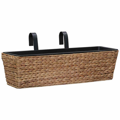 vidaXL Planter | Set of 2 | Brown, Black | Water hyacinth, Steel, Plastic 2