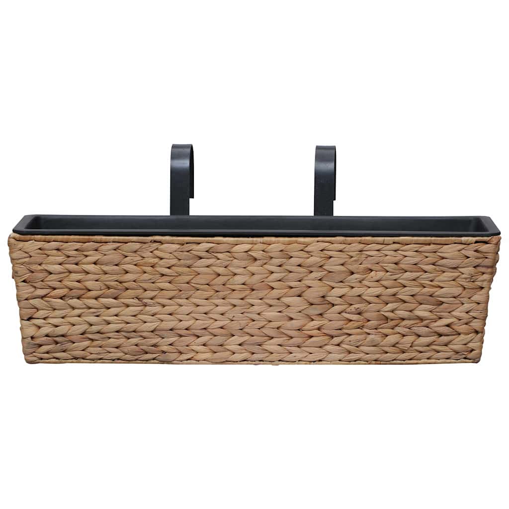 vidaXL Planter | Set of 2 | Brown, Black | Water hyacinth, Steel, Plastic 6