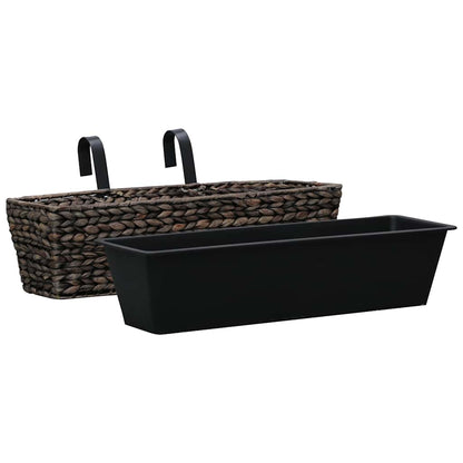 vidaXL Garden Planter | Set of 2 | Brown | Water hyacinth, steel 3