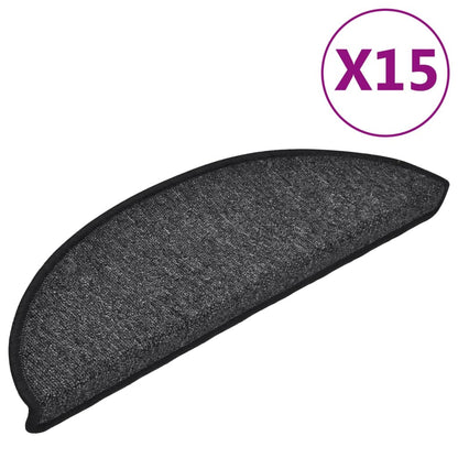 vidaXL Stair mats 15 pcs 56 x 17 x 3 cm Non-Slip Anthracite 2