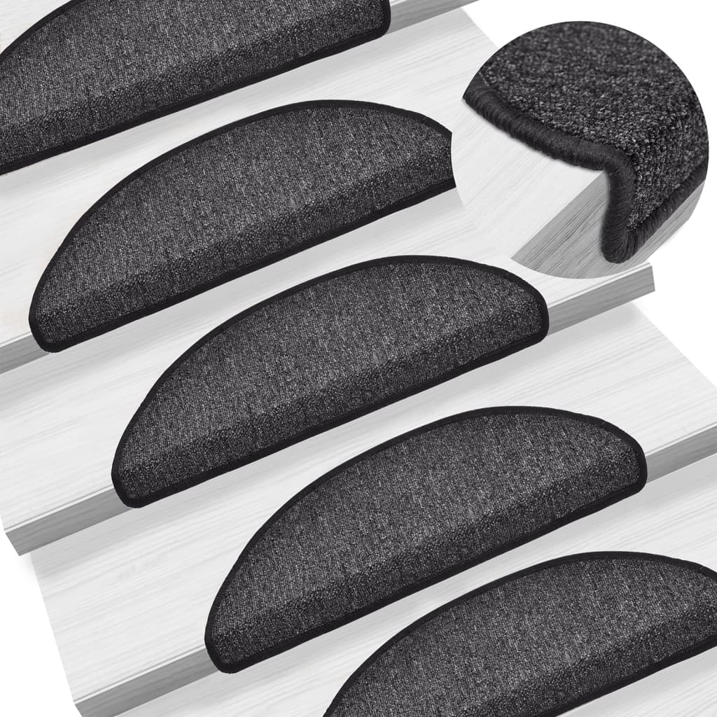 vidaXL Stair mats 15 pcs 56 x 17 x 3 cm Non-Slip Anthracite 1