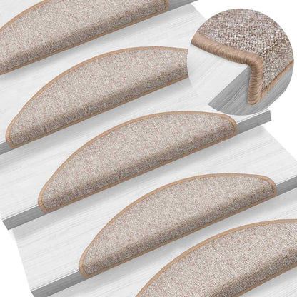vidaXL Stair mats 15 pcs 56 x 17 x 3 cm Non-Slip Light Brown 1