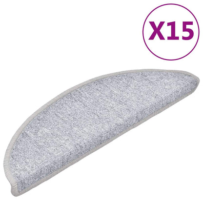 vidaXL Stair mats 15 pcs 56 x 17 x 3 cm Non-Slip Light Grey 2