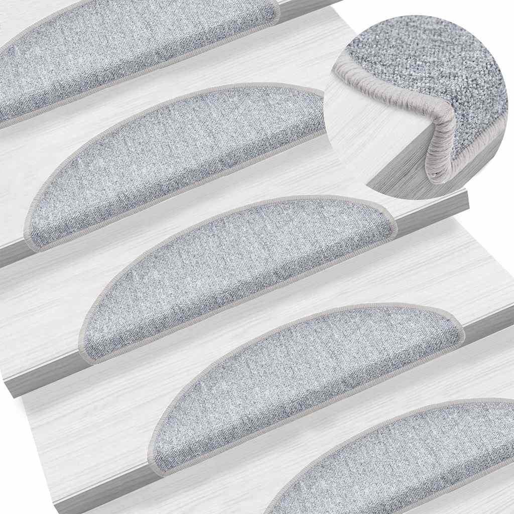 vidaXL Stair mats 15 pcs 56 x 17 x 3 cm Non-Slip Light Grey 1
