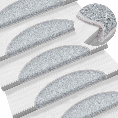 vidaXL Stair mats 15 pcs 56 x 17 x 3 cm Non-Slip Light Grey 1