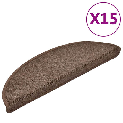 vidaXL Stair mats 15 pcs 56 x 17 x 3 cm Non-Slip Coffee Brown 2