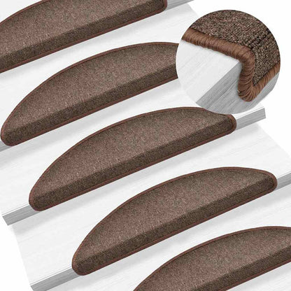 vidaXL Stair mats 15 pcs 56 x 17 x 3 cm Non-Slip Coffee Brown 1