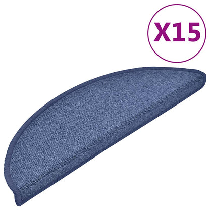 vidaXL Stair mats 15 pcs 56 x 17 x 3 cm Non-Slip Blue 2