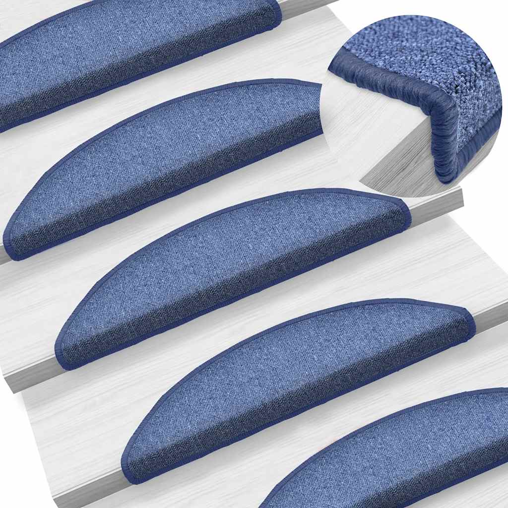 vidaXL Stair mats 15 pcs 56 x 17 x 3 cm Non-Slip Blue 1