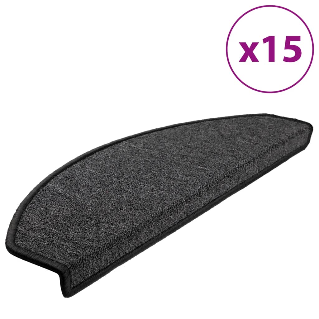 vidaXL Stair mats 15 pcs 65 x 24 x 4 cm Non-Slip Anthracite 2