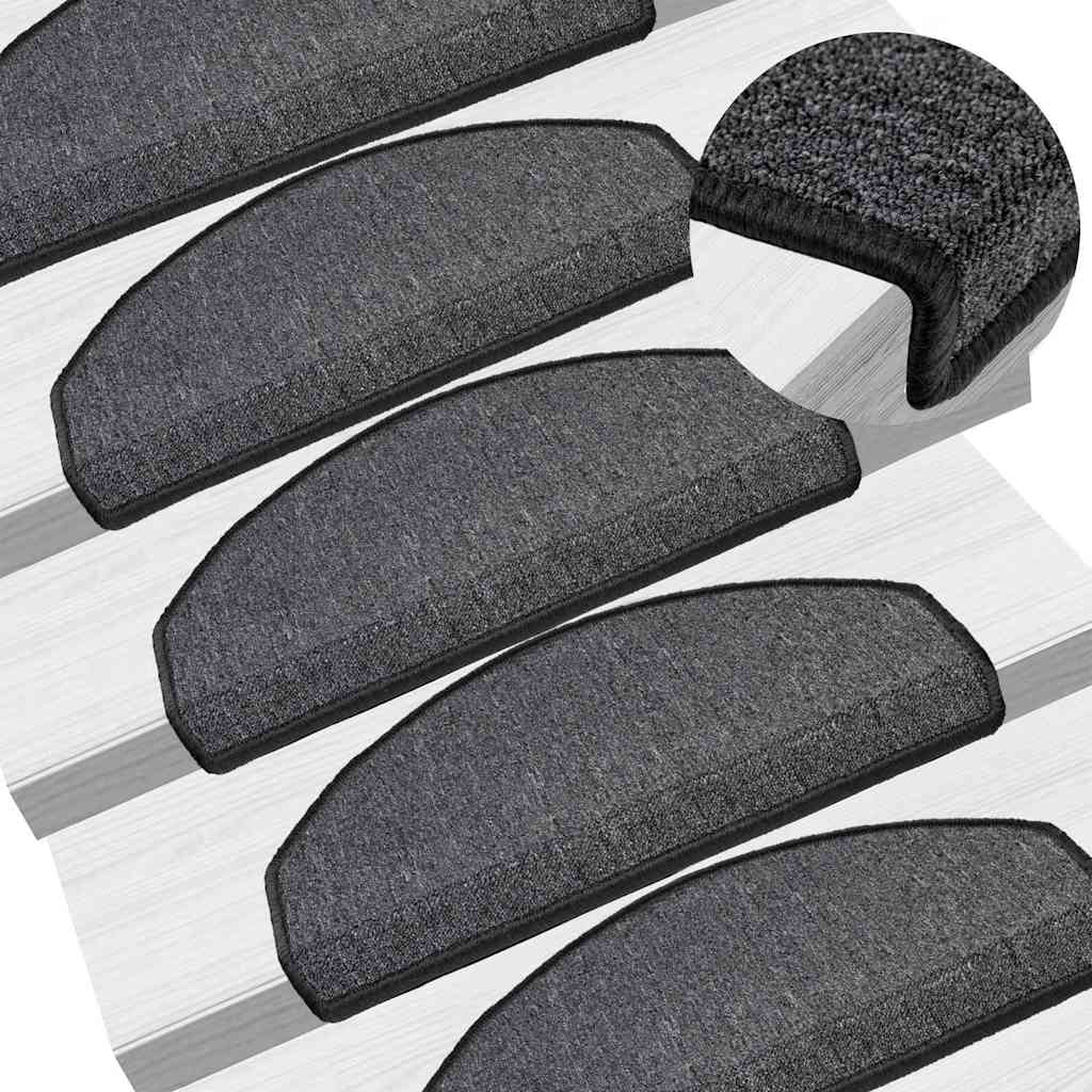 vidaXL Stair mats 15 pcs 65 x 24 x 4 cm Non-Slip Anthracite 1