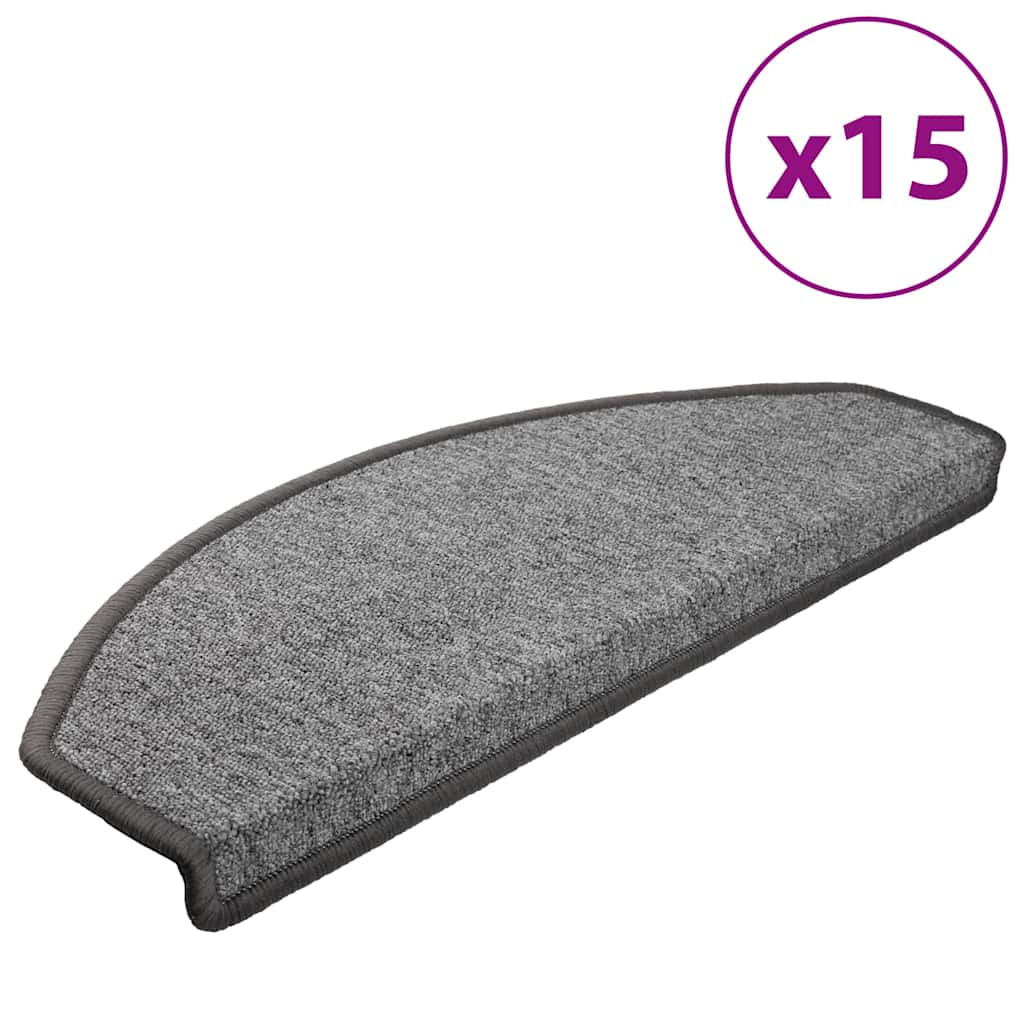 vidaXL Stair mats 15 pcs 65 x 24 x 4 cm Non-Slip Dark Grey 2
