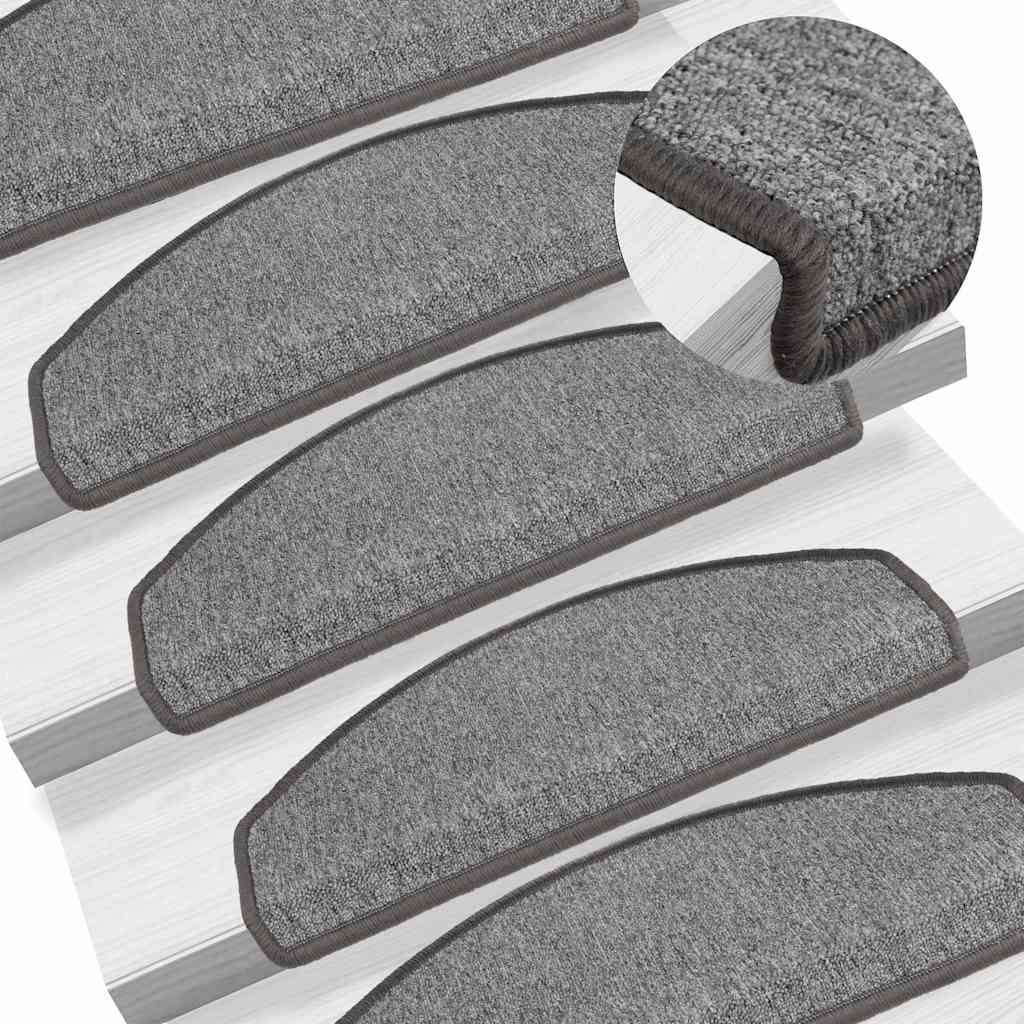 vidaXL Stair mats 15 pcs 65 x 24 x 4 cm Non-Slip Dark Grey 1