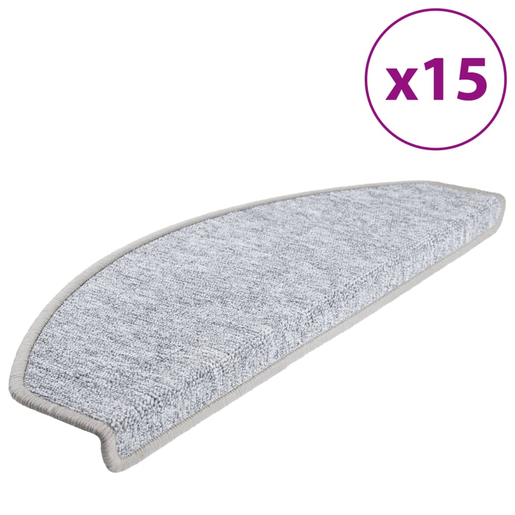 vidaXL Stair mats 15 pcs 65 x 24 x 4 cm Light Grey 2