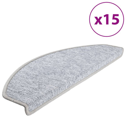 vidaXL Stair mats 15 pcs 65 x 24 x 4 cm Light Grey 2