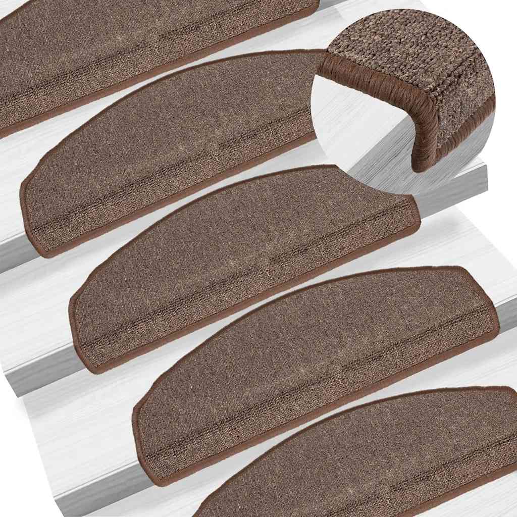 vidaXL Stair mats 15 pcs 65 x 24 x 4 cm Coffee Brown 1