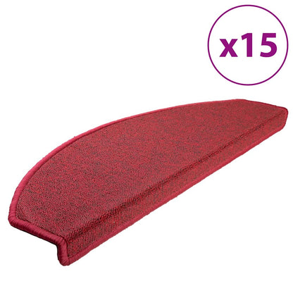 vidaXL Stair mats 15 pcs 65 x 24 x 4 cm Non-Slip Red 2