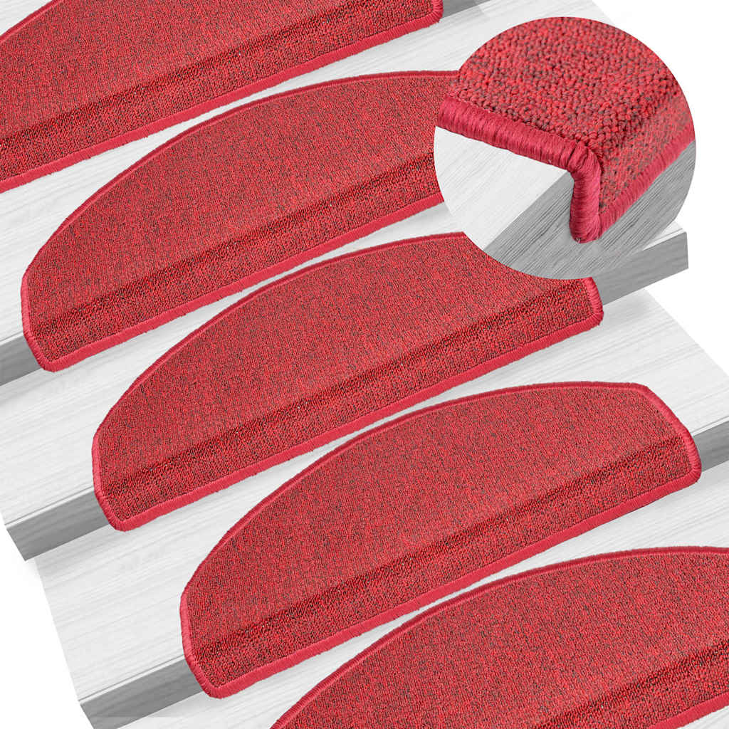 vidaXL Stair mats 15 pcs 65 x 24 x 4 cm Non-Slip Red 1