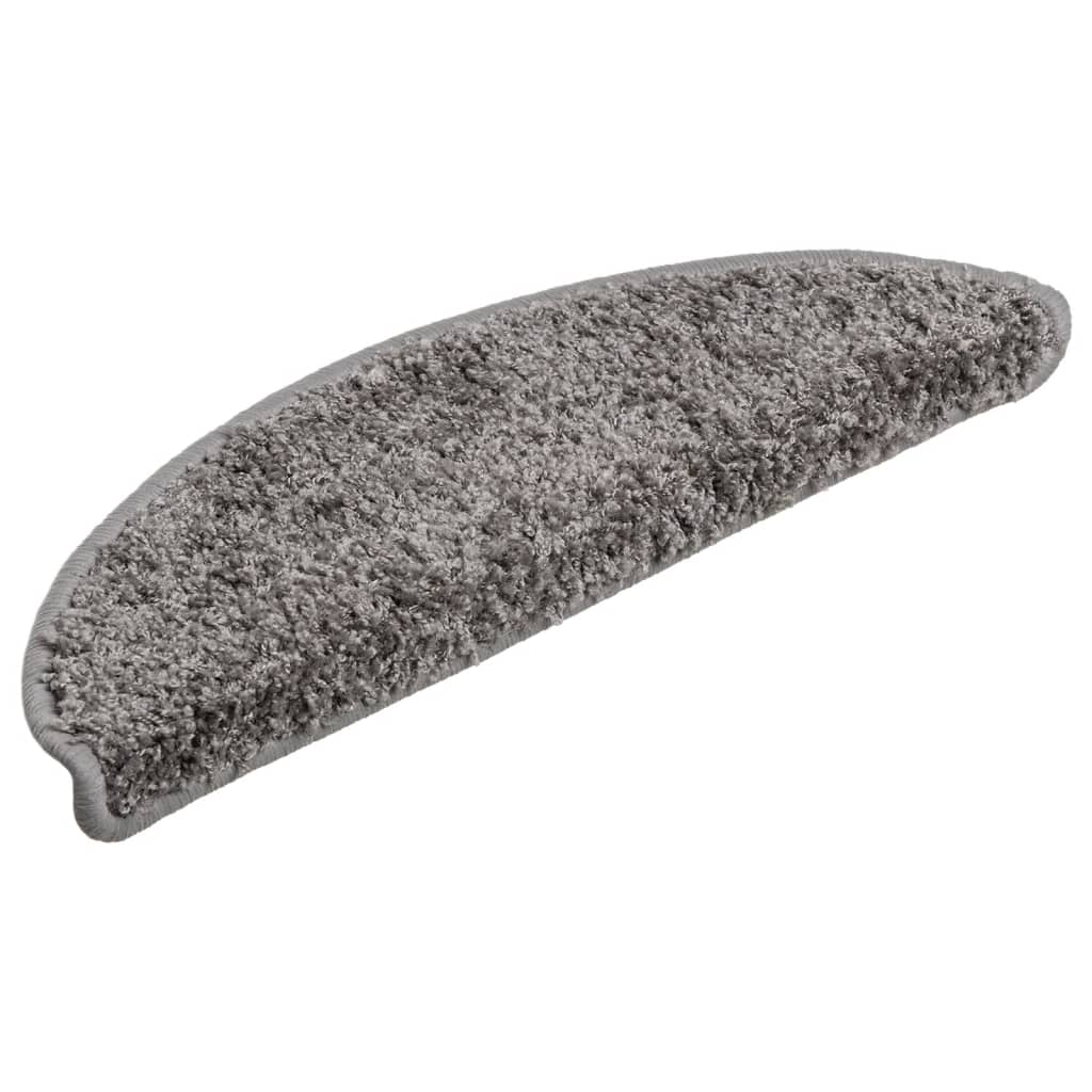vidaXL Stair Mats 15 pcs 56x17x3 cm Grey Half Round 3