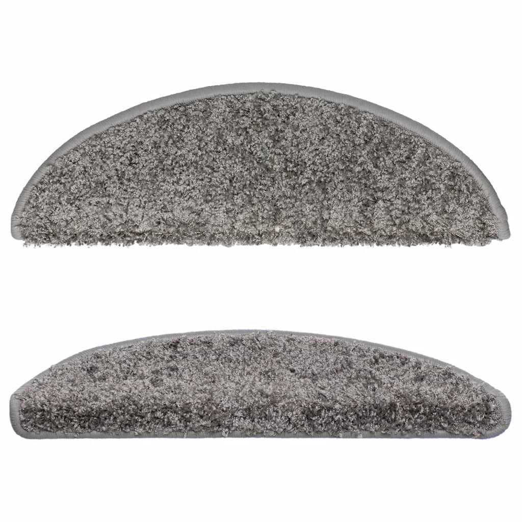 vidaXL Stair Mats 15 pcs 56x17x3 cm Grey Half Round 4