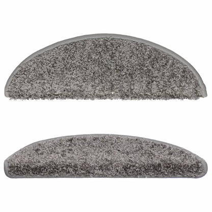 vidaXL Stair Mats 15 pcs 56x17x3 cm Grey Half Round 4