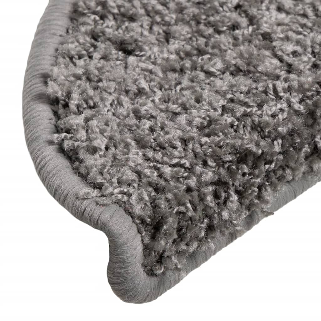 vidaXL Stair Mats 15 pcs 56x17x3 cm Grey Half Round 6