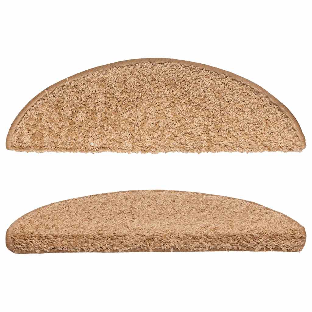 vidaXL Stair Mats 15 pcs 56x17x3 cm Beige Half Round 4