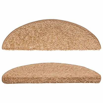 vidaXL Stair Mats 15 pcs 56x17x3 cm Beige Half Round 4
