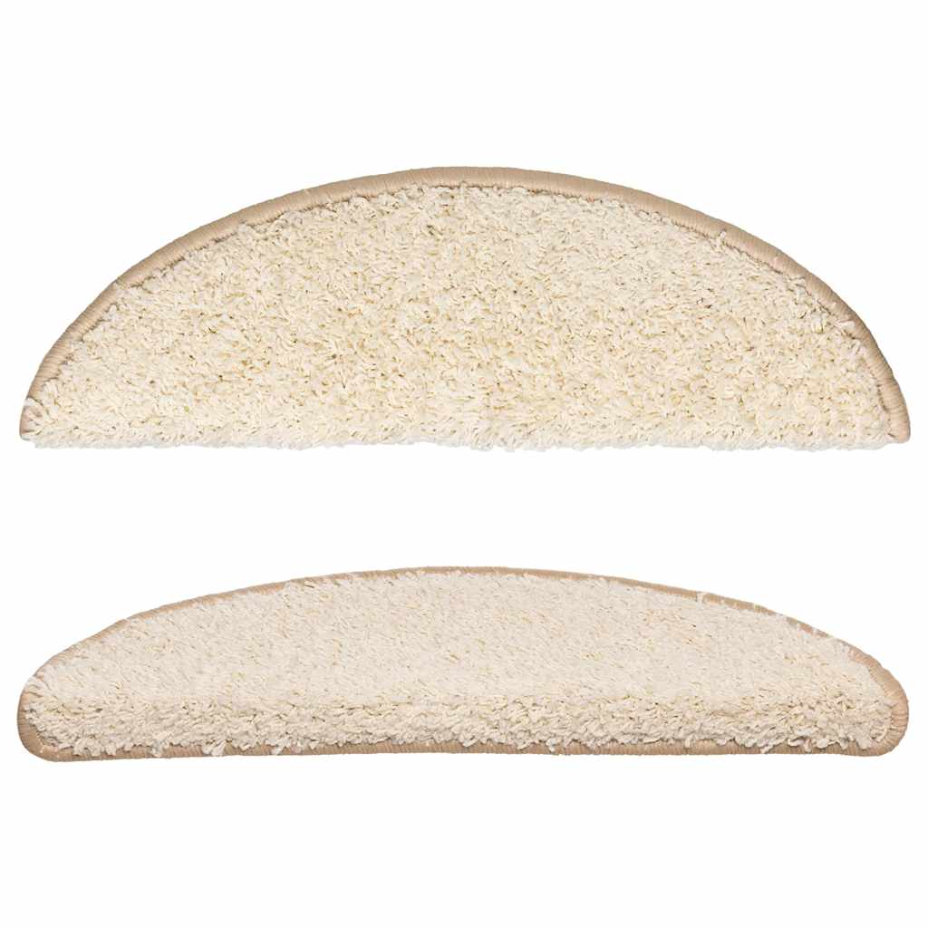 vidaXL Stair Mats 15 pcs 56x17x3 cm Cream Half Round 4