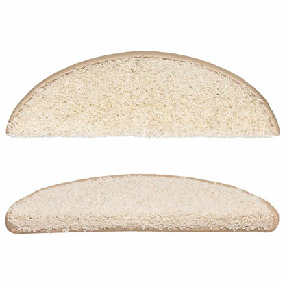 vidaXL Stair Mats 15 pcs 56x17x3 cm Cream Half Round 4