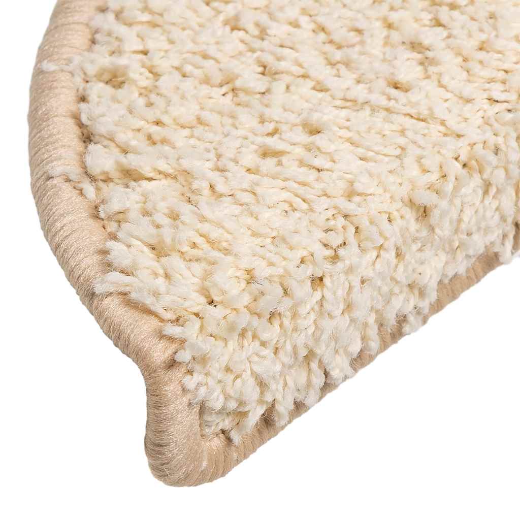 vidaXL Stair Mats 15 pcs 56x17x3 cm Cream Half Round 6