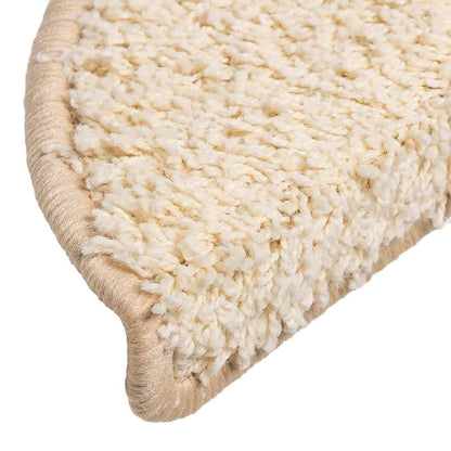 vidaXL Stair Mats 15 pcs 56x17x3 cm Cream Half Round 6