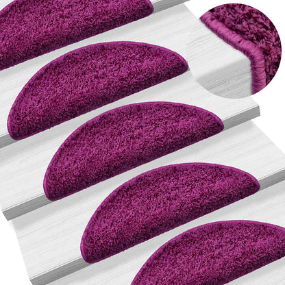 vidaXL Stair Mats 15 pcs 56x17x3 cm Violet Half Round 1