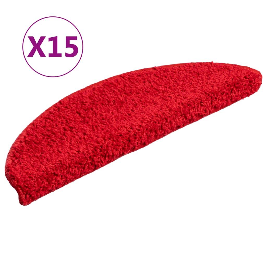 vidaXL Stair Mats 15 pcs 56x17x3 cm Red Half Round 2